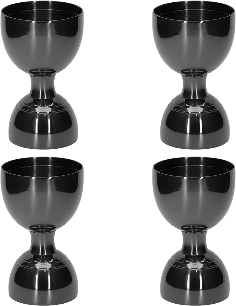 eispap 4Pcs Premium Bell Jigger for Bartending, Cocktail Jigger 2 OZ 1 OZ with Measurements Inside, Premium 304 Stainless Steel Shot Measure Double Jigger Bar (Black, 4 Pack) - Image 1
